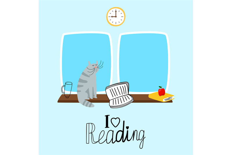 reading-vector-concept-with-cute-cat-and-books