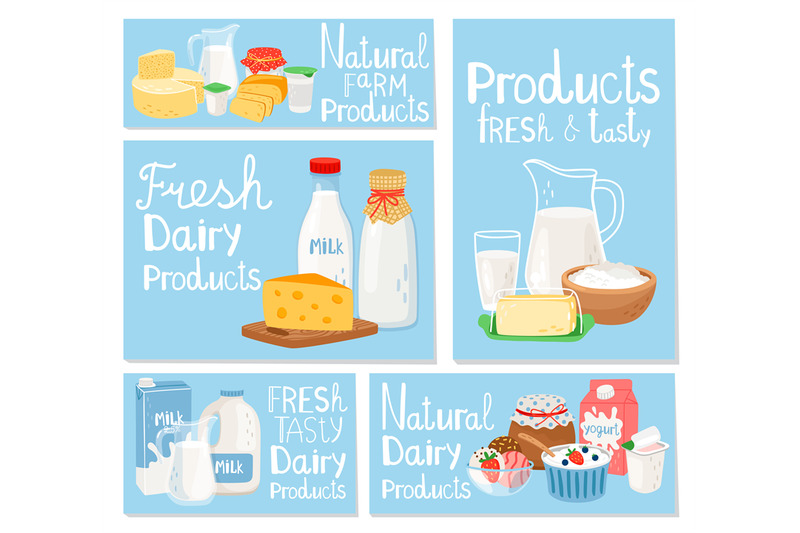 dairy-product-cheese-and-milk-set-cards