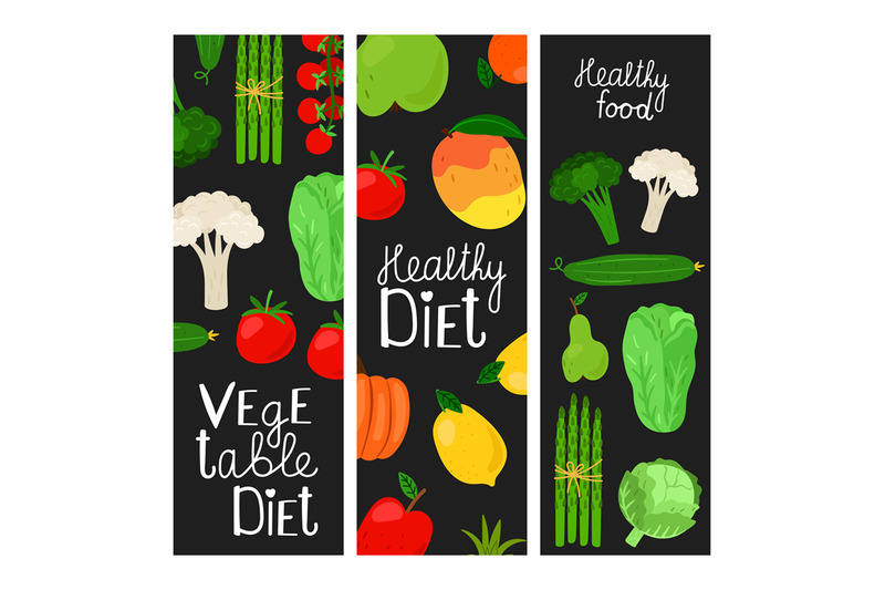 healthy-food-banners-fruits-and-vegetables-vector-illustration