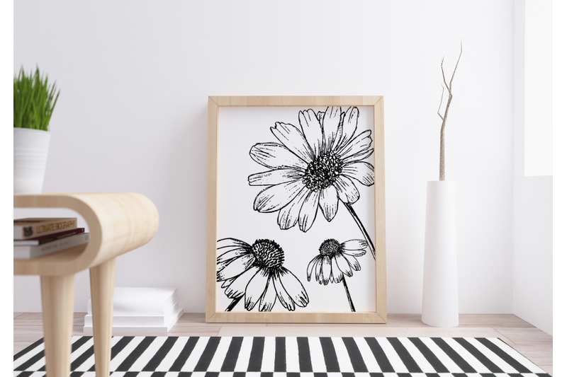 botanical-print-of-big-flowers-sketched-flowers-minimalist-art