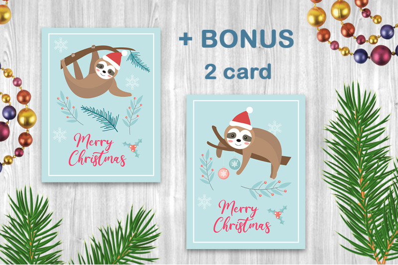 cute-sloth-merry-christmas-set