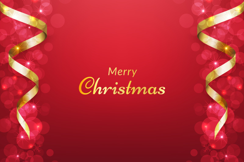 red-christmas-background-with-ribbon-and-glowing-bokeh-effect-vector