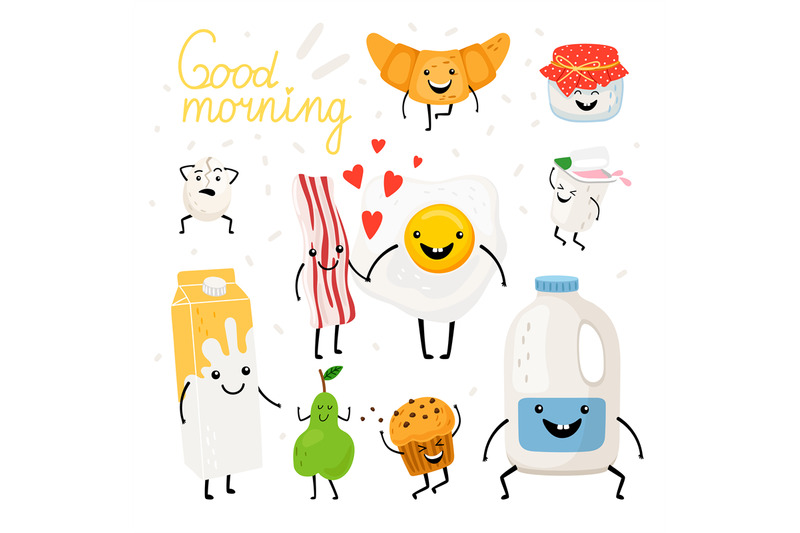 breakfast-food-characters-set