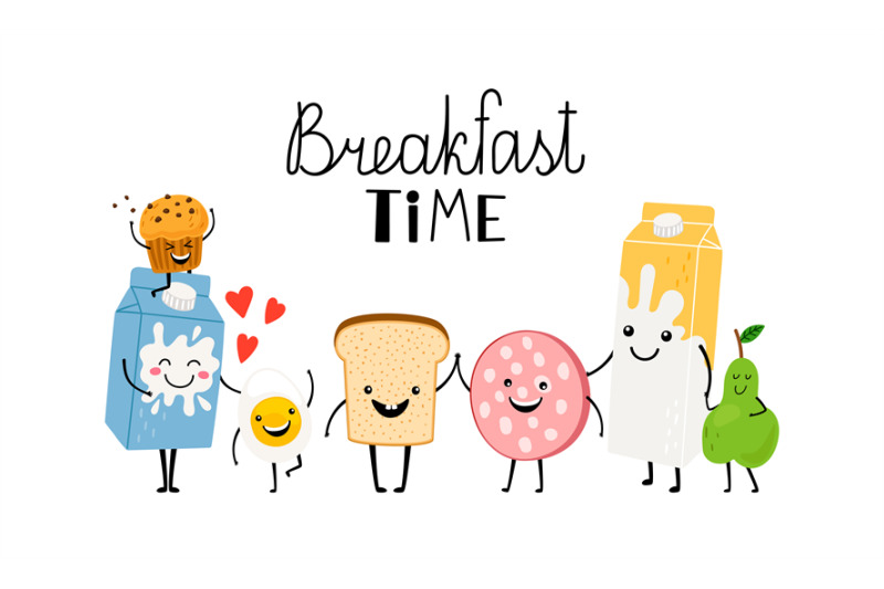 brealfast-time-characters-bread-milk-and-food