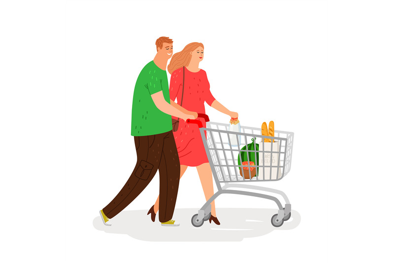 shopping-people-couple-with-shopping-cart-vector-illustration-retail