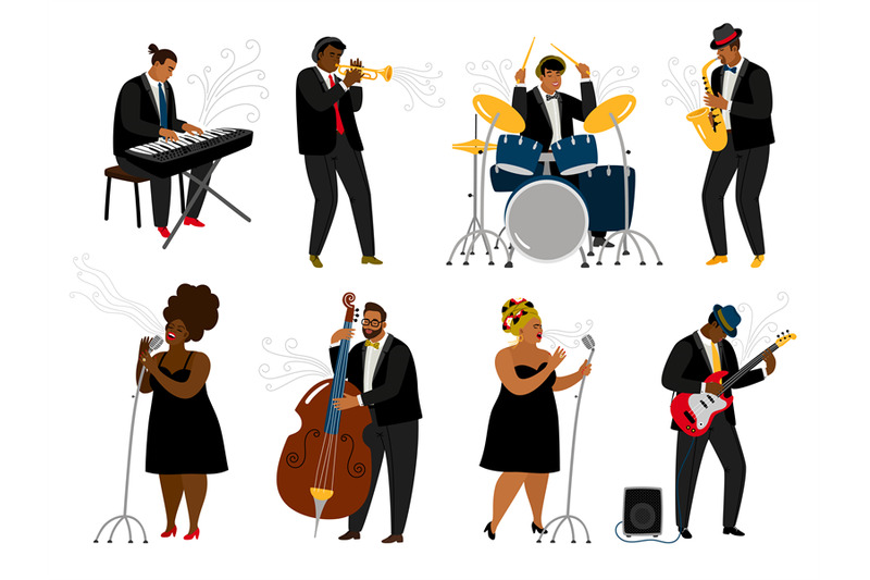 cartoon-jazz-band-musicians