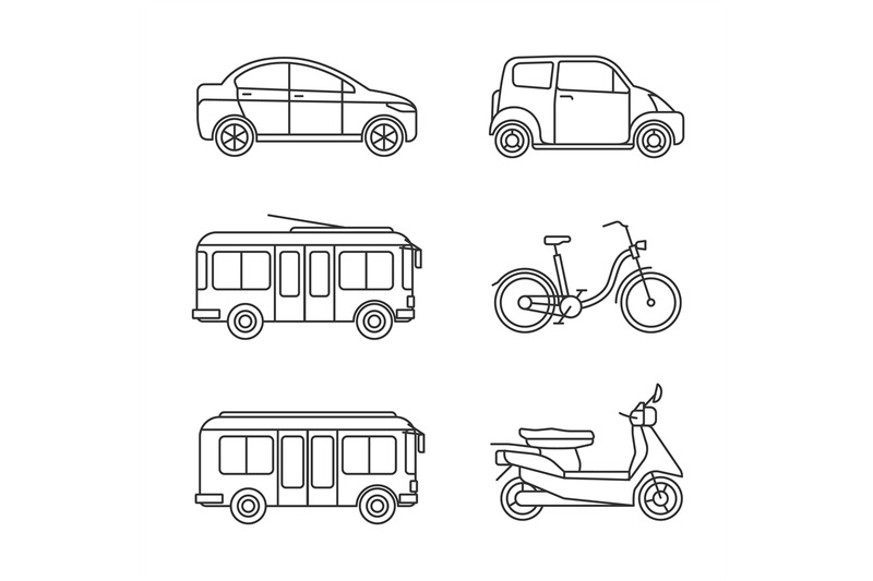 city-transport-thin-line-icons