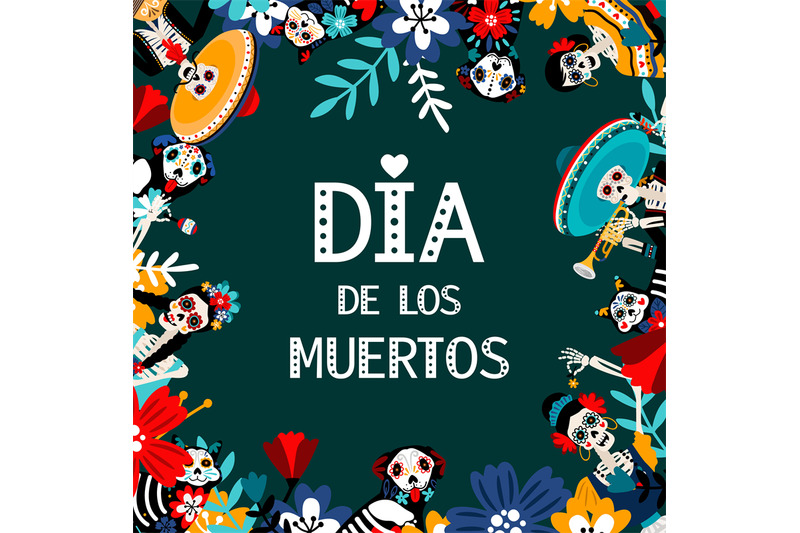 day-of-dead-dia-de-los-muertos-flat-vector-social-media-banner-templ