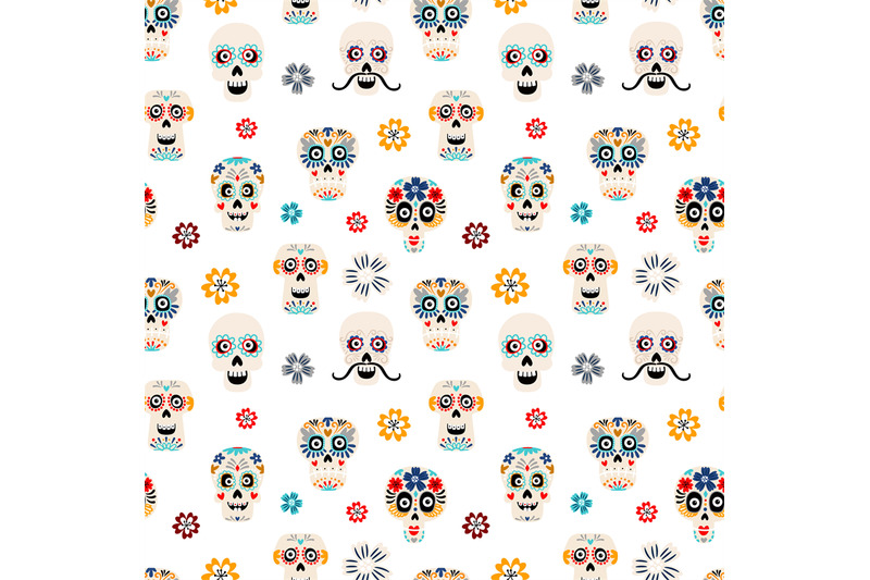 sugar-skulls-flat-vector-seamless-pattern