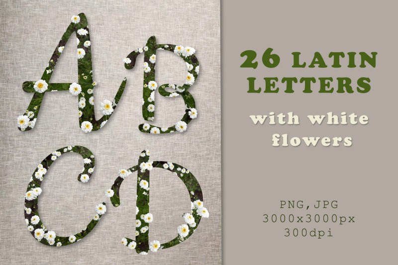 26-latin-letters-with-white-flowers