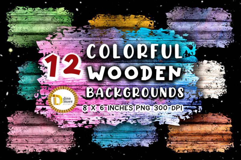 Sublimation Backgrounds - Colorful wooden Distressed Png By Dina store
