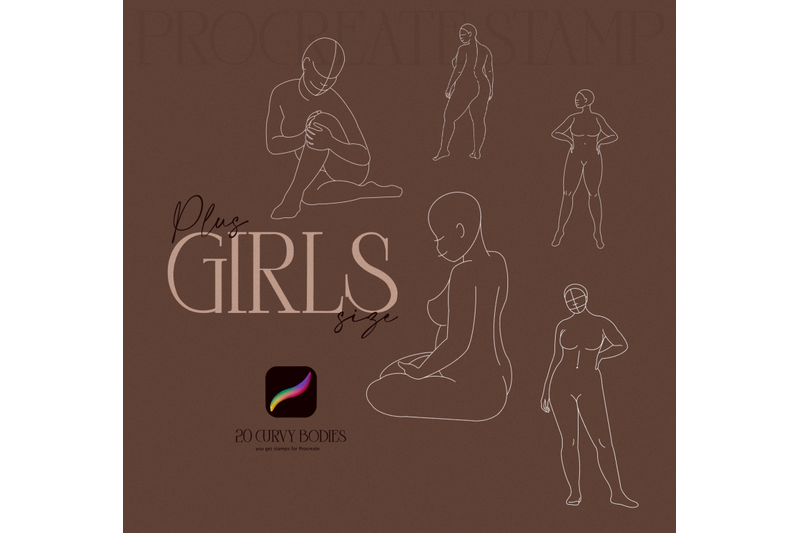 girls-plus-size-curly-bodies-women-poses-stamp-for-procreate