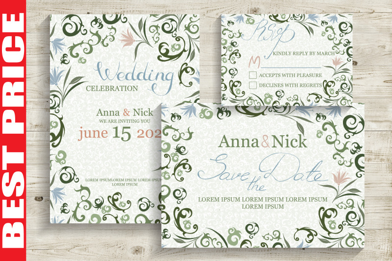 green-wedding-invitation-cards