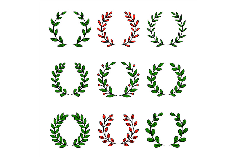 set-of-laurel-wreath-for-awards-vector