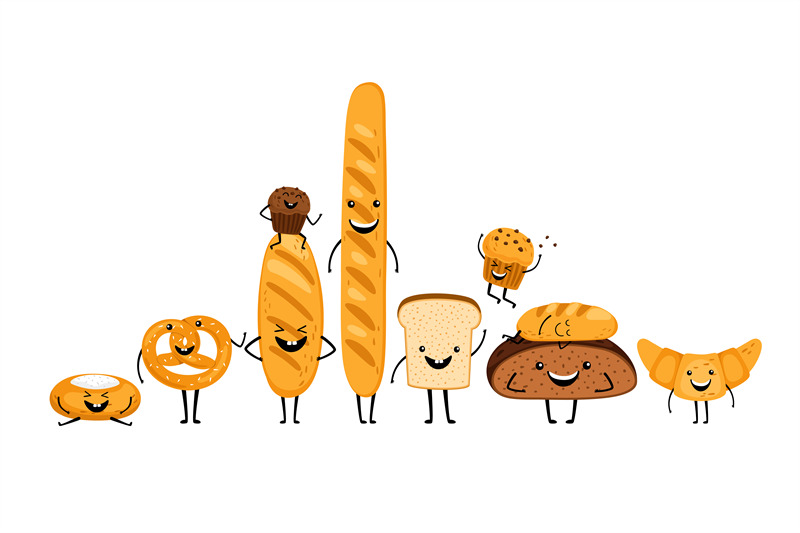 doodle-bread-characters-set