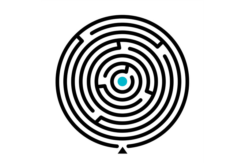 round-labyrinth-vector-illustration-find-path-educational-game-on-whi