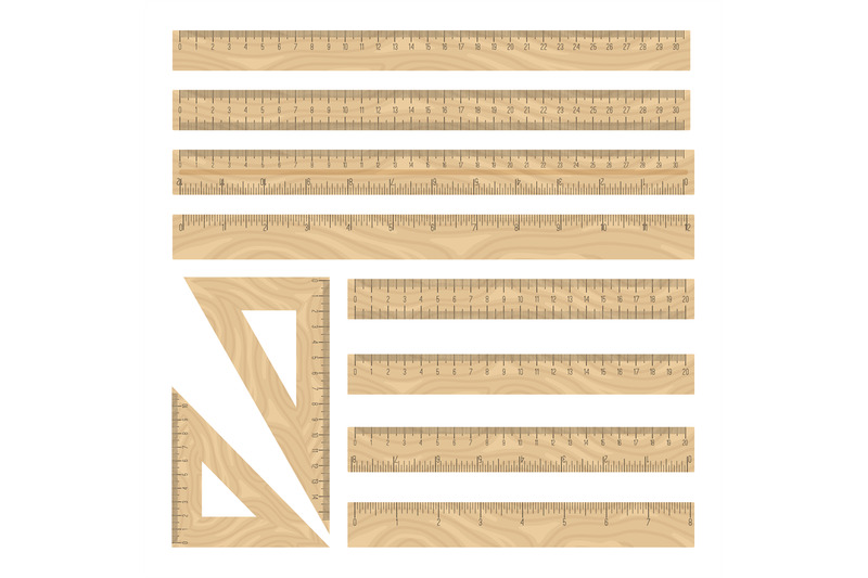 rulers-wood-icon-set