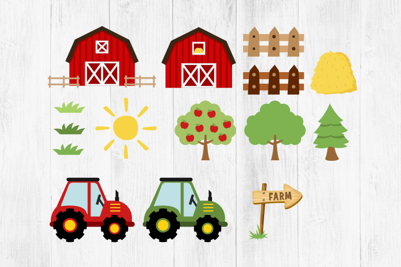 farm-animals-clipart-png-farm-horse-pig-cow-goat-rooster-hay