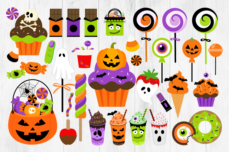 halloween-candy-clipart-halloween-treats-cupcake-candy-donuts