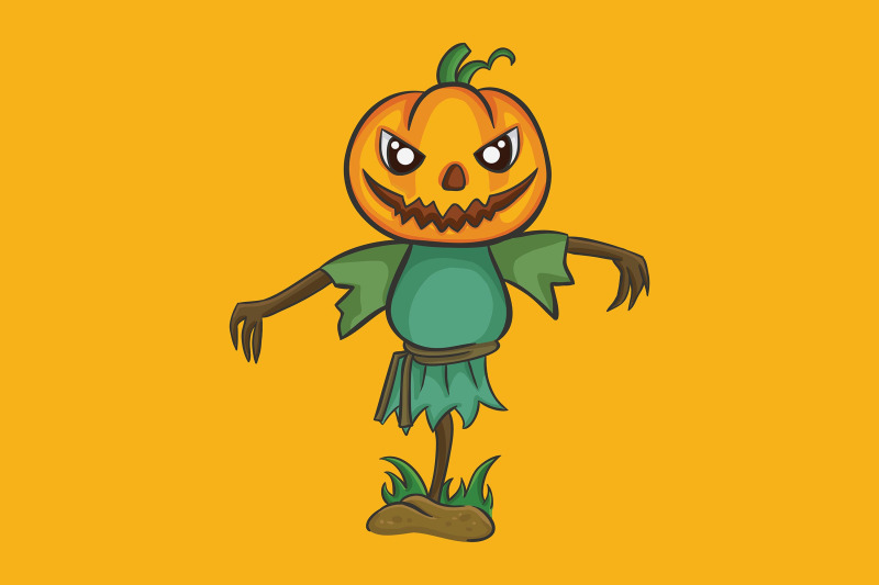 halloween-with-green-pumpkin-scarecrow