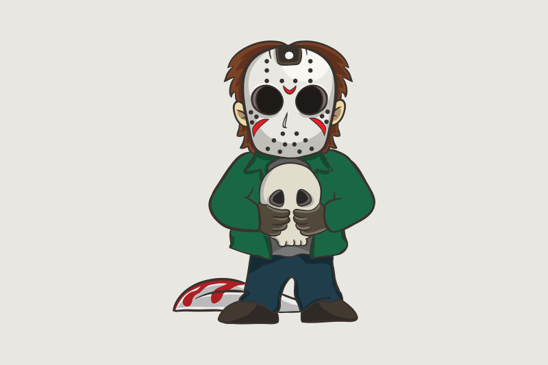 halloween-with-jason-voorhees-and-skull