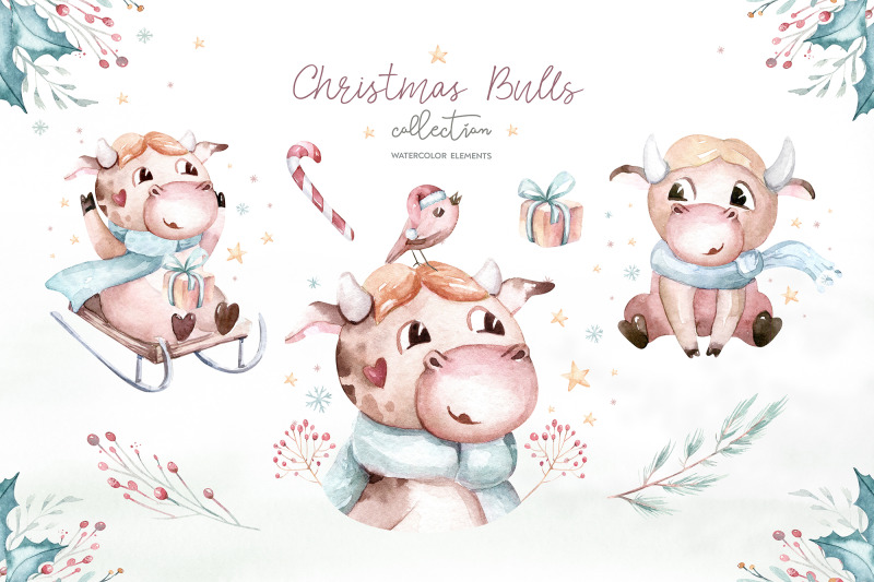 christmas-cute-bulls-collection