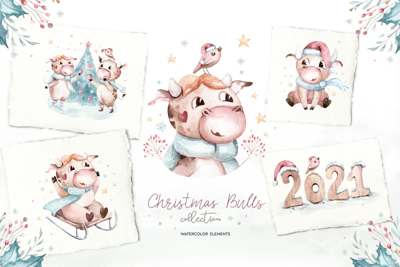 christmas-cute-bulls-collection