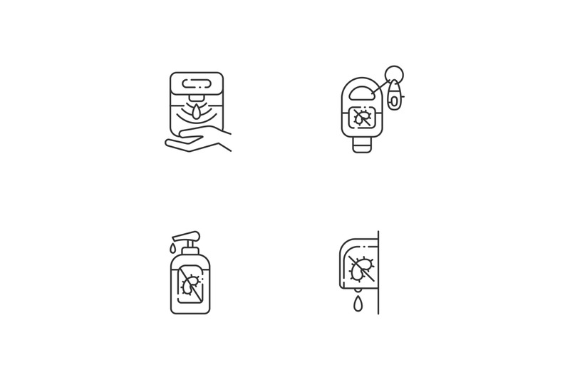 hygienic-hand-sanitizers-linear-icons-set