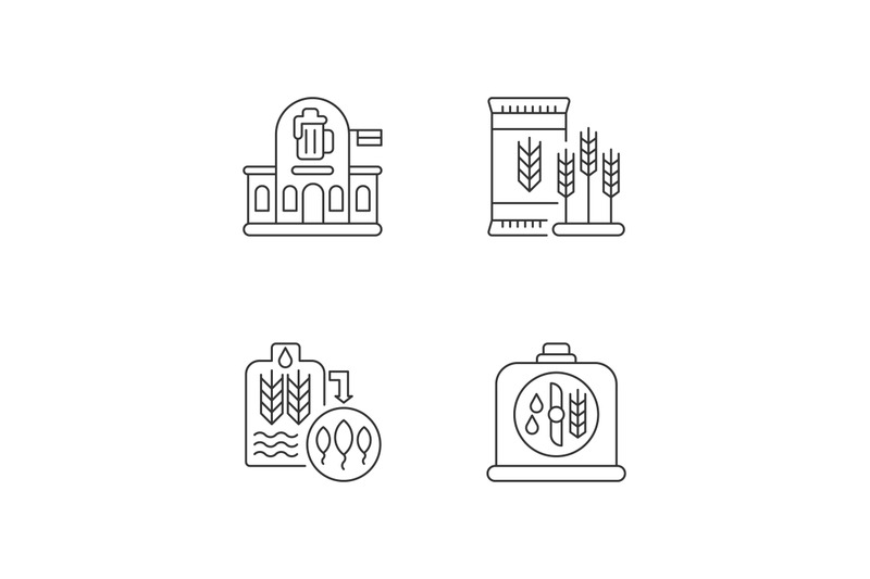 brewery-manufacture-pixel-perfect-linear-icons-set
