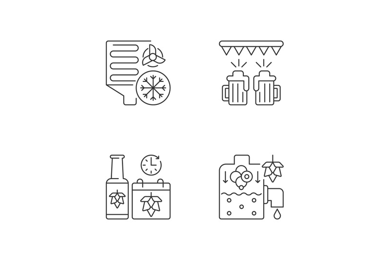 brewery-production-pixel-perfect-linear-icons-set