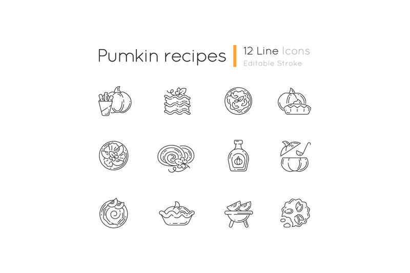 pumpkin-recipes-linear-icons-set