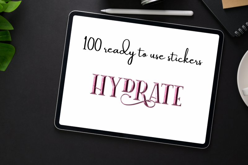 script-stickers-pink-digital-stickers-set