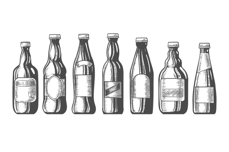beer-bottles-sketch-icons-set