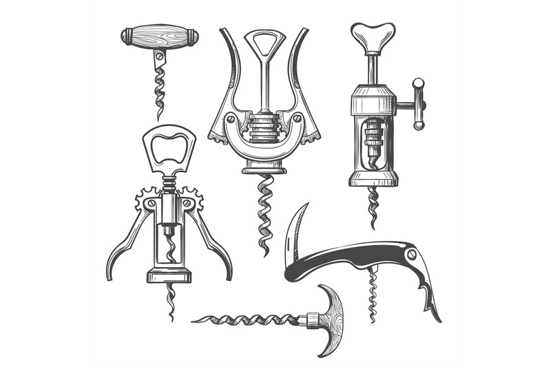 corkscrew-sketch-icons-set