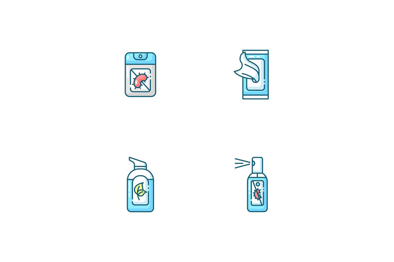 antibacterial-hand-sanitizers-blue-rgb-color-icons-set