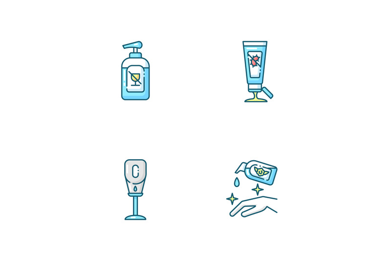 disinfectant-hand-sanitizers-blue-rgb-color-icons-set