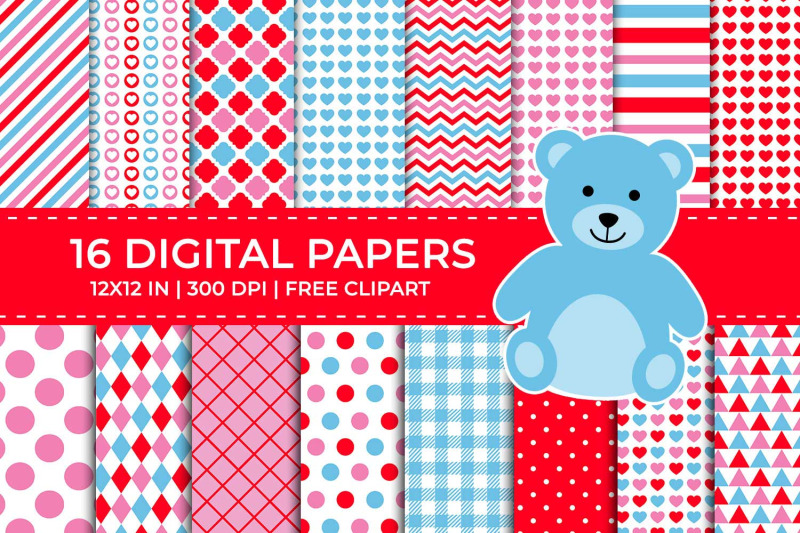 red-pink-amp-blue-digital-papers-set-free-teddy-bear-clipart