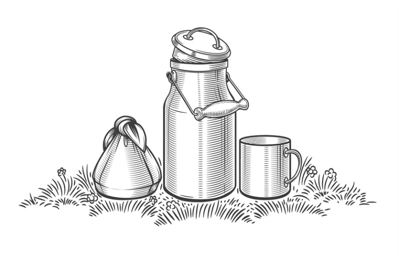 milk-can-on-grass-sketch