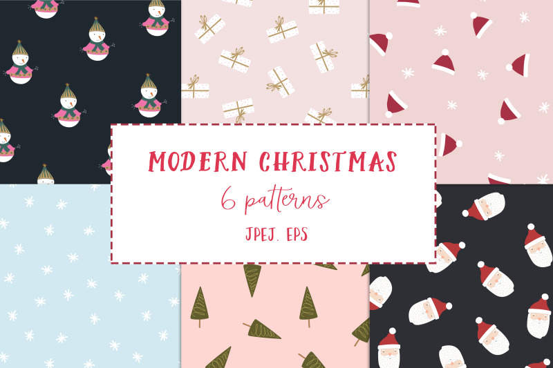 modern-christmas-seamless-patterns