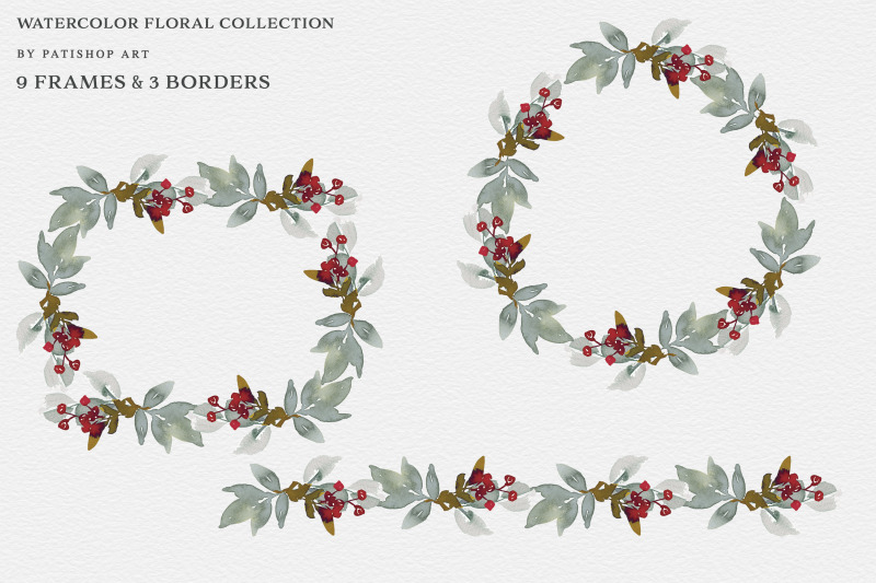 watercolor-poinsettia-frame-clipart-collection