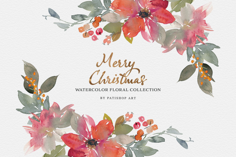 watercolor-poinsettia-frame-clipart-collection