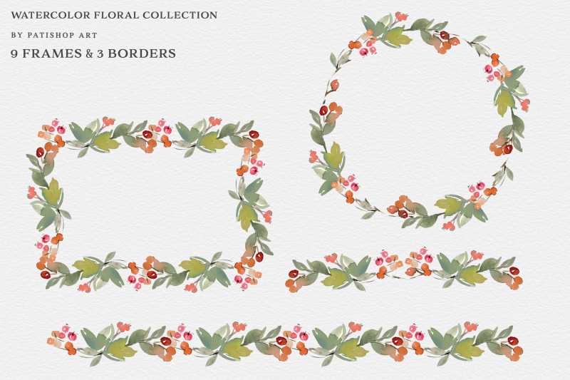 watercolor-poinsettia-frame-clipart-collection