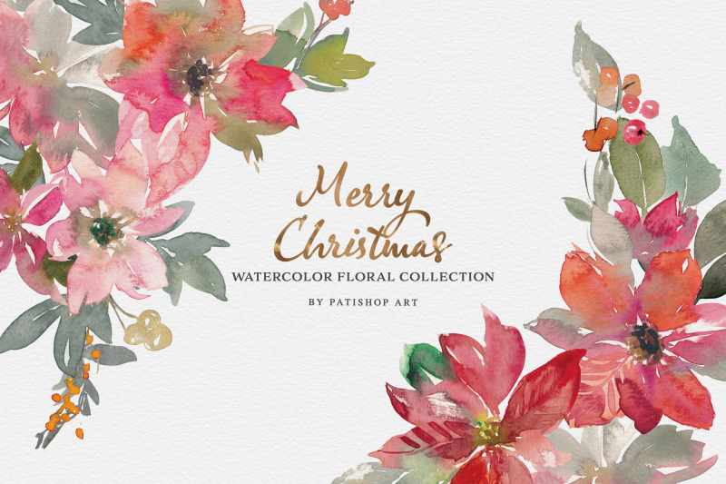 watercolor-poinsettia-frame-clipart-collection