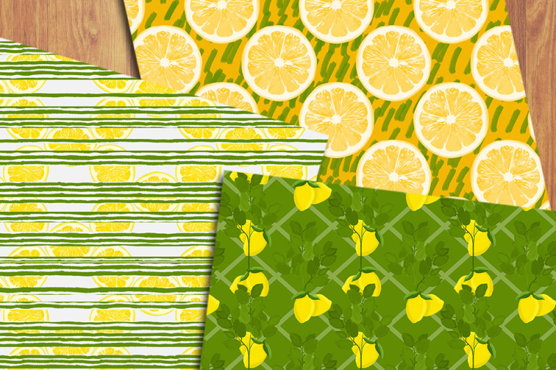 lemons-digital-papers-citrus-backgrounds-summer-patterns