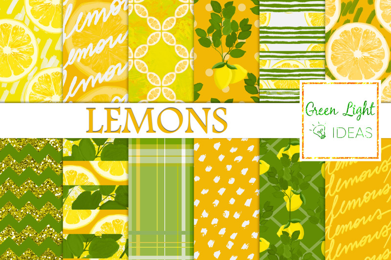 lemons-digital-papers-citrus-backgrounds-summer-patterns