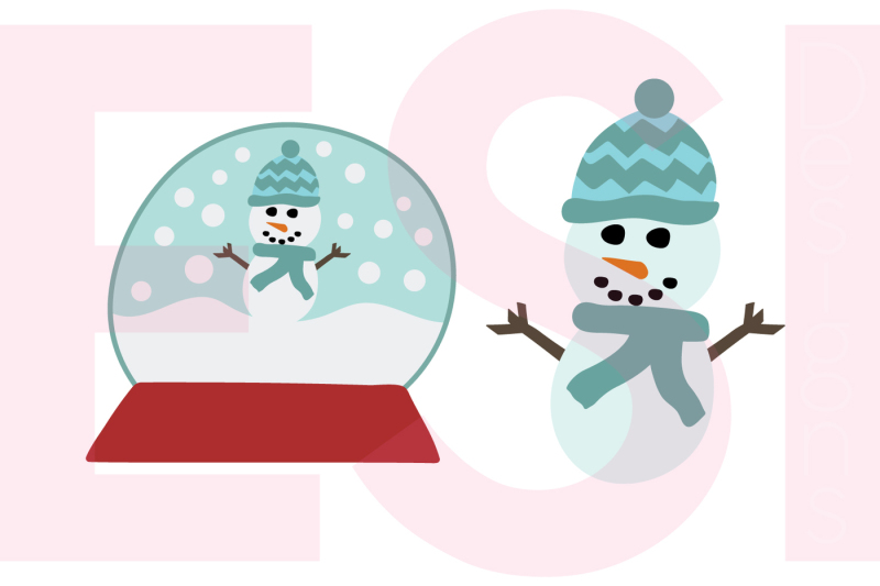 snowman-and-snow-globe-design-set-2-with-hat-svg-dxf-eps-and-dxf-clipart-and-cutting-files