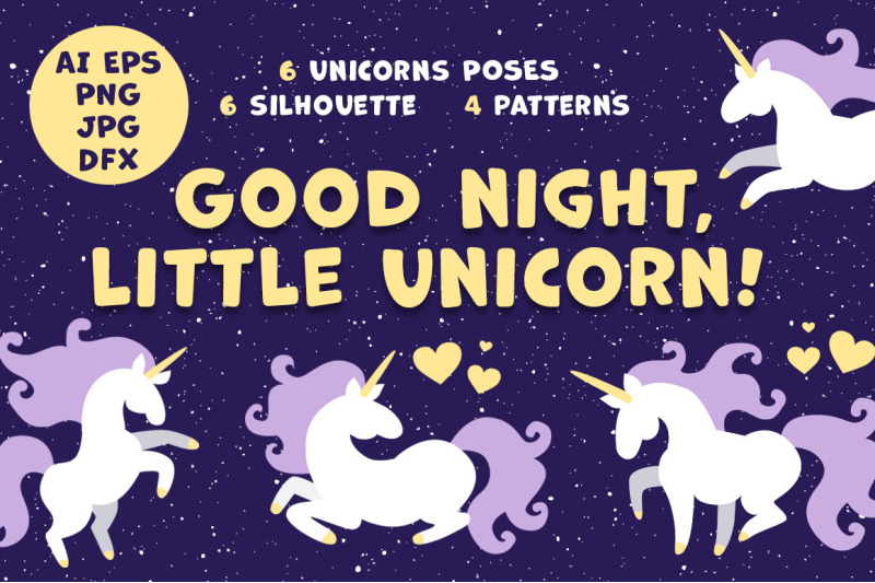 good-night-little-unicorn-vector-collection