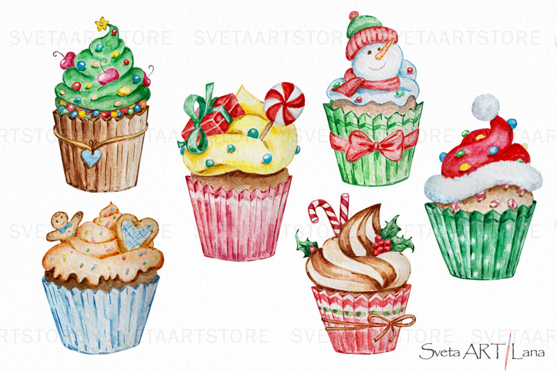 christmas-watercolor-clipart-cupcake-clipart
