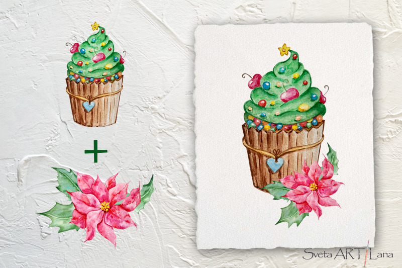 christmas-watercolor-clipart-cupcake-clipart