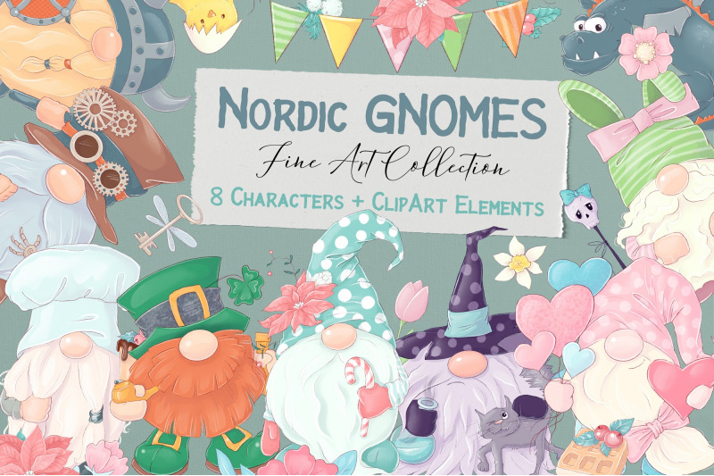 nordic-gnomes-8-characters-and-clipart-elements